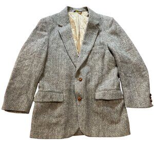 Vintage Harris Tweed Sport Sz 42S Brown Gray Herringbone Part Lined Scottish Men
